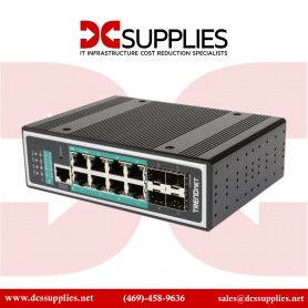 TRENDnet TI-PG1284I 12-Port Industrial Gigabit PoE+ Managed DIN-Rail Switch
