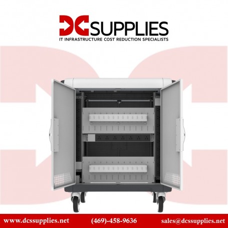 Rocstor VT0C24-01 Gray Portable Device Management Cart, 24 Slots