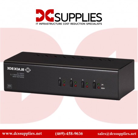 Black Box KV6224DPH KVM Switch 4 Port Dual-Monitor DP & HDMI 4K 60HZ USB 3 Hub Audio