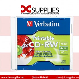 Verbatim 95160  CD-RW 700MB, 2x-4x DataLifePlus Silver Inkjet Printable 1Pk Jewel Case