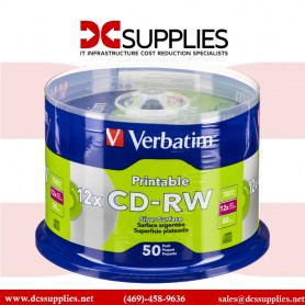Verbatim 95159 CD-RW 700MB 12x DataLifePlus Inkjet Printable Recordable Disc (Silver, Spindle Pack of 50)