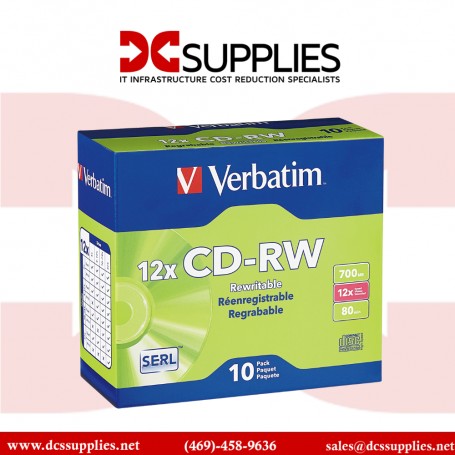 Verbatim 95156 700MB 12X CD-RW 10 Packs Slim Jewel Case Disc Model