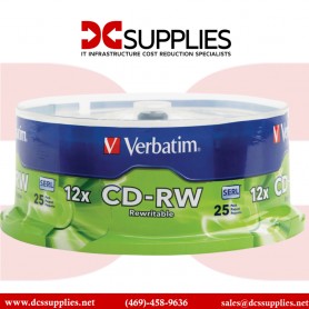 Verbatim 95155 CD-RW 4X-12X 700MB Rewritable High-Speed Recordable Disc (Spindle Pack of 25)