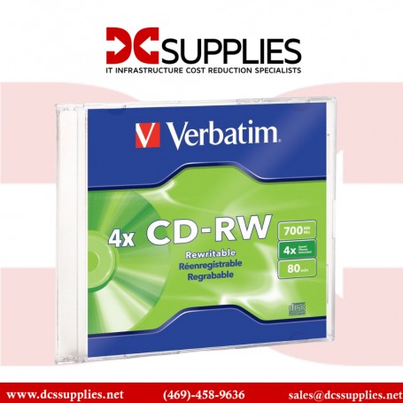 Verbatim 95117 4X 80Min 700MB CD-RW 1PK Slim Jewel Case