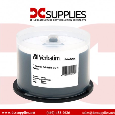 Verbatim 94755 CD-R: 700MB, 52x speed, white inkjet surface for professional labeling and storage needs.
