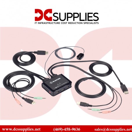 Black Box  KV62-CBL 2 Port 4K60 Displayport Cable KVM Switch