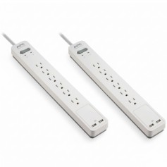 APC PE64U2WGDP Essential SurgeArrest 6 Outlet Surge Protector with USB Charging