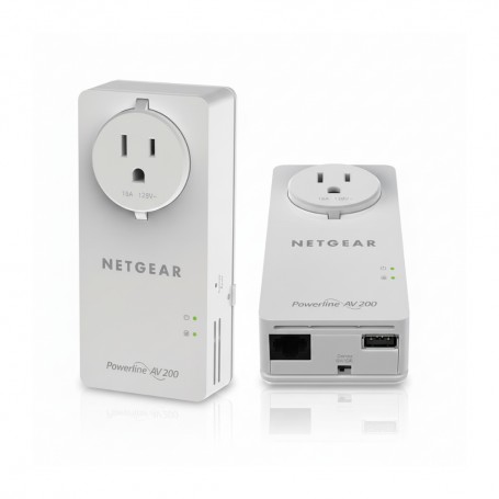 NETGEAR XAUB2511-100NAS Powerline 200Mbps 2-Port PassThru Adapte