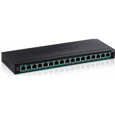 TRENDnet TPE-TG161H 16-Port Gigabit PoE+ Switch 120W PoE Budget Fanless, Lifetime Protection