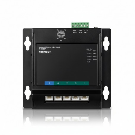 TRENDnet TI-PG50F 5-Port Industrial Gigabit PoE+ Wall-Mounted Front Access Switch
