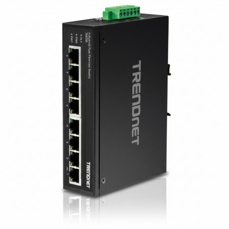 TRENDnet TI-E80 8-Port Industrial Fast Ethernet DIN-Rail Switch, Hardened Design