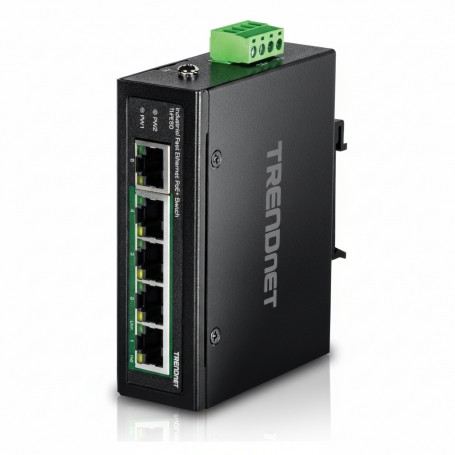 TRENDnet TI-PE50 5-Port Industrial Fast Ethernet PoE+ DIN-Rail Switch