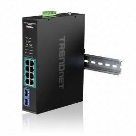TRENDnet TI-PGM102 10-Port Industrial Gigabit PoE+ DIN-Rail Switch