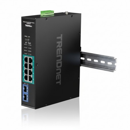 TRENDnet TI-PGM102 10-Port Industrial Gigabit PoE+ DIN-Rail Switch