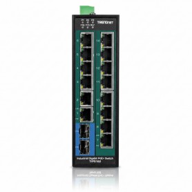 TRENDnet TI-PG162 16-Port Industrial Gigabit PoE+ DIN-Rail Switch