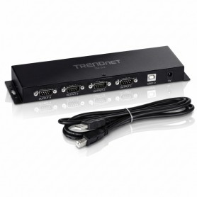TRENDnet TU-S4, 4-Port USB to Serial RS232 Hub, Black