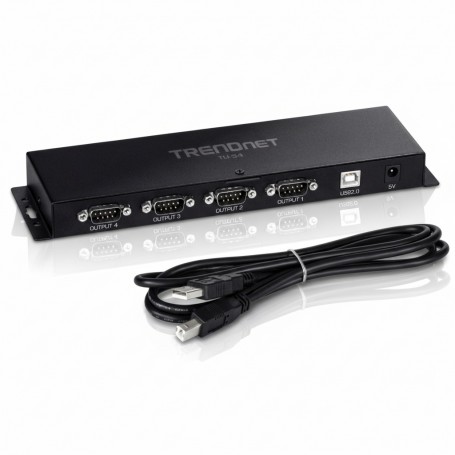 TRENDnet TU-S4, 4-Port USB to Serial RS232 Hub, Black