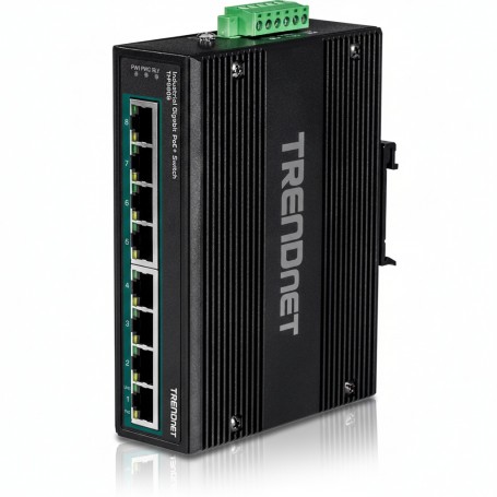 TRENDnet TI-PG80B 8-Port Hardened Industrial Unmanaged Gigabit 10/100/1000Mbps DIN-Rail Switch