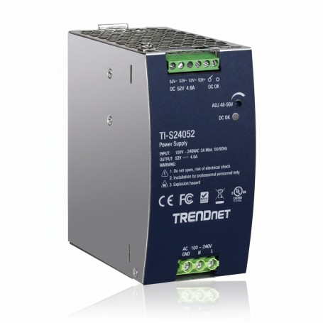 TRENDnet TI-S24052 240W, 52V DC, 4.61A AC to DC DIN-Rail Power Supply