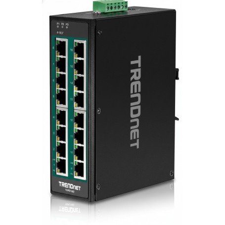 TRENDnet TI-PG160 16-Port Hardened Industrial Gigabit PoE+ DIN-Rail Switch