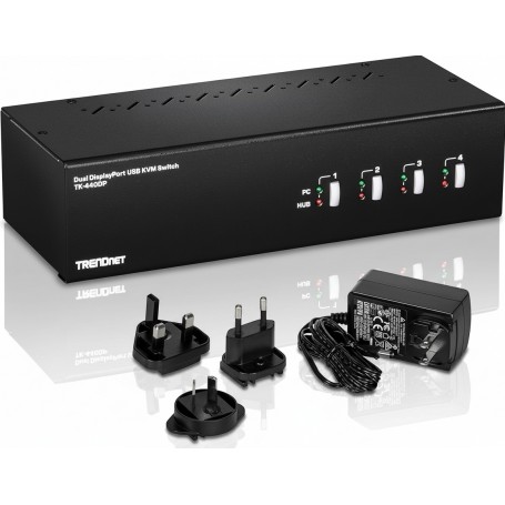 TRENDnet TK-440DP 4-Port Dual Monitor Display Port KVM Switch, 4K UHD, USB