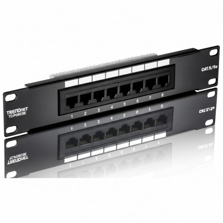 TRENDnet TC-P08C5E 8-Port Cat. 5e Unshielded Patch Panel (10" wide)