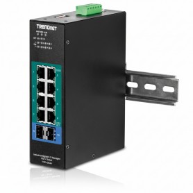 TRENDnet TI-PG102I 10-Port Industrial Gigabit L2 Managed PoE+ DIN-Rail Switch 24 57V