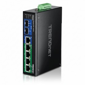 TRENDnet TI-PG62B 6-Port Industrial Gigabit PoE+ DIN-Rail Switch