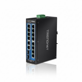 TRENDnet TI-G162 16-Port Hardened Industrial Unmanaged Gigabit DIN-Rail Switch 14 x Gigabit Ports