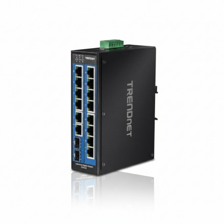 TRENDnet TI-G162 16-Port Hardened Industrial Unmanaged Gigabit DIN-Rail Switch 14 x Gigabit Ports