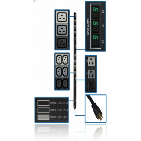 Eaton Tripp Lite PDU3MV6L2120 3 Phase Metered PDU 5.7kW 48 Outlet