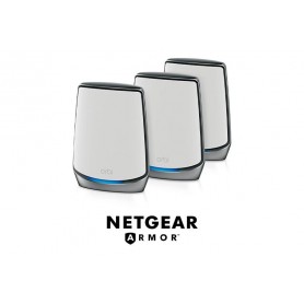 NETGEAR RBK853-100NAS Orbi WiFi 6 Speeds Up to 6GBPS. 3-Pack (Includes Router and Two Satellites