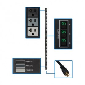 Eaton PDU3MV6L2120LV 5 7kW 3 phase local metered 0U vertical rack PDU