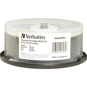 Verbatim 97284 BD-R DL 50GB 6X DataLifePlus White Thermal Hub Printable (25 Discs)