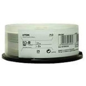 TDK 48967 BD-R 2X 25GB Single Layer Blu-ray Thermal Glossy White 25PK