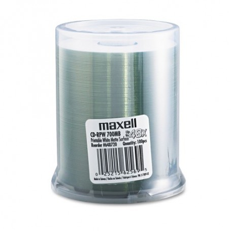 Maxell 648720 CD-R 700MB White Inkjet Printable Recordable Compact Disc (Spindle Pack of 100)