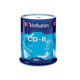 Verbatim 94554 CD-R 700MB Branded Surface 100-Pack Spindle
