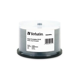 Verbatim 94755 CD-R: 700MB, 52x speed, white inkjet surface for professional labeling and storage needs.