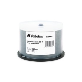 Verbatim 94795 CD-R 52x DataLifePlus White Thermal, Hub Printable Recordable Compact Disc (Spindle Pack of 50)