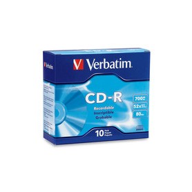Verbatim 94935 CD-R 700MB 52X with Branded Surface -10pk Slim Case