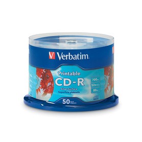 Verbatim 95005 CD-R 700MB 52x Silver Inkjet Printable Recordable Compact Disc (50-Pack Spindle)