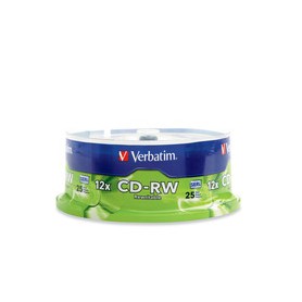 Verbatim 95155 CD-RW 4X-12X 700MB Rewritable High-Speed Recordable Disc (Spindle Pack of 25)