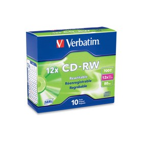 Verbatim 95156 700MB 12X CD-RW 10 Packs Slim Jewel Case Disc Model