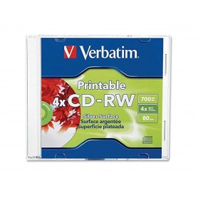 Verbatim 95160  CD-RW 700MB, 2x-4x DataLifePlus Silver Inkjet Printable 1Pk Jewel Case