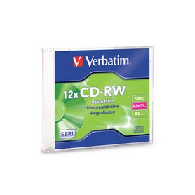 Verbatim 95161 CD-RW 700MB Rewritable High-Speed Recordable Disc with Slim Jewel Case