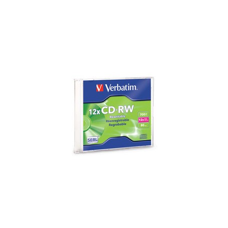 Verbatim 95161 CD-RW 700MB Rewritable High-Speed Recordable Disc with Slim Jewel Case