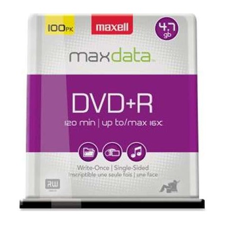 Maxell 639016 DVD+R 4.7GB, 16x Recordable Disc (Spindle Pack of 100)