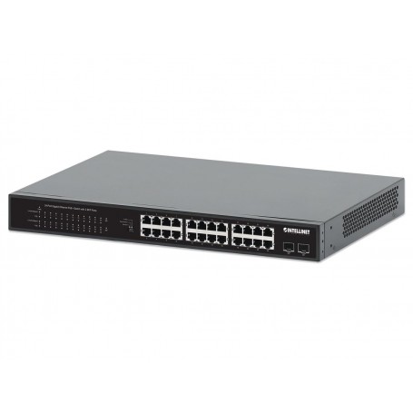 INTELLINET 561891 24-Port Gigabit Ethernet PoE+ Switch with 2 SFP Ports