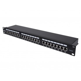 INTELLINET 720861 Cat6a Shielded 24-Port Patch Panel, 1U