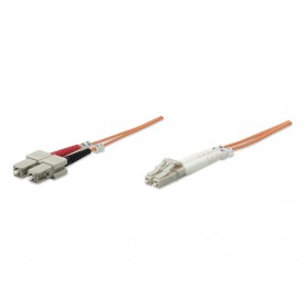 Intellinet 471268 Fiber Optic Patch Cable OM1 LC to SC Duplex Multimode